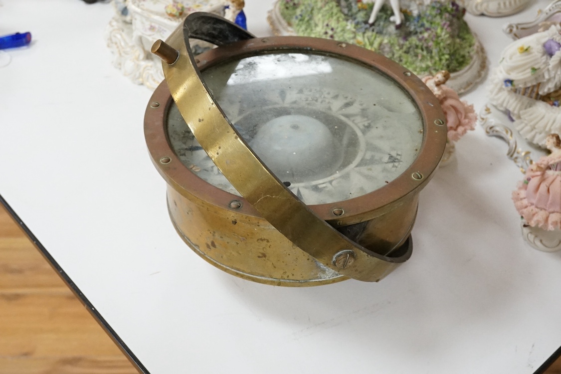 A J. Blowey ship's compass, in gimbals. Condition - poor to fair